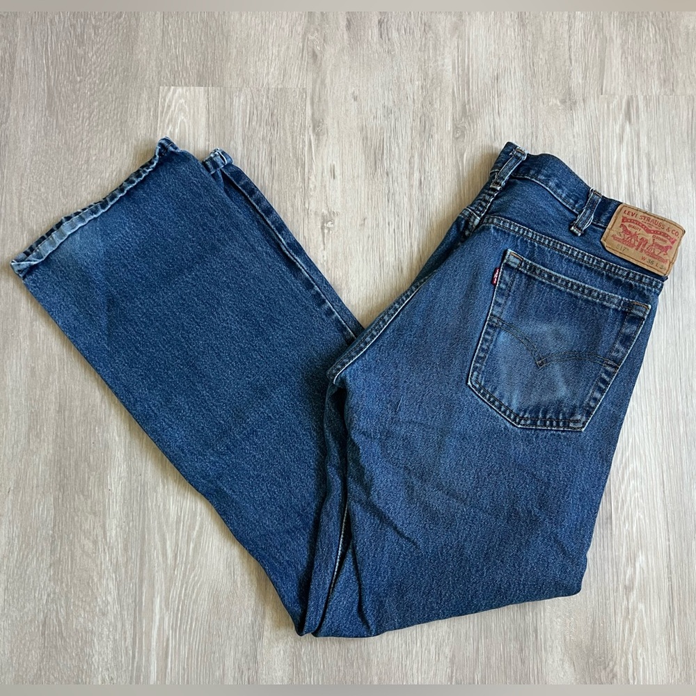 Levi's 517 35x34 Dark Blue Straight Jeans for Men Distressed